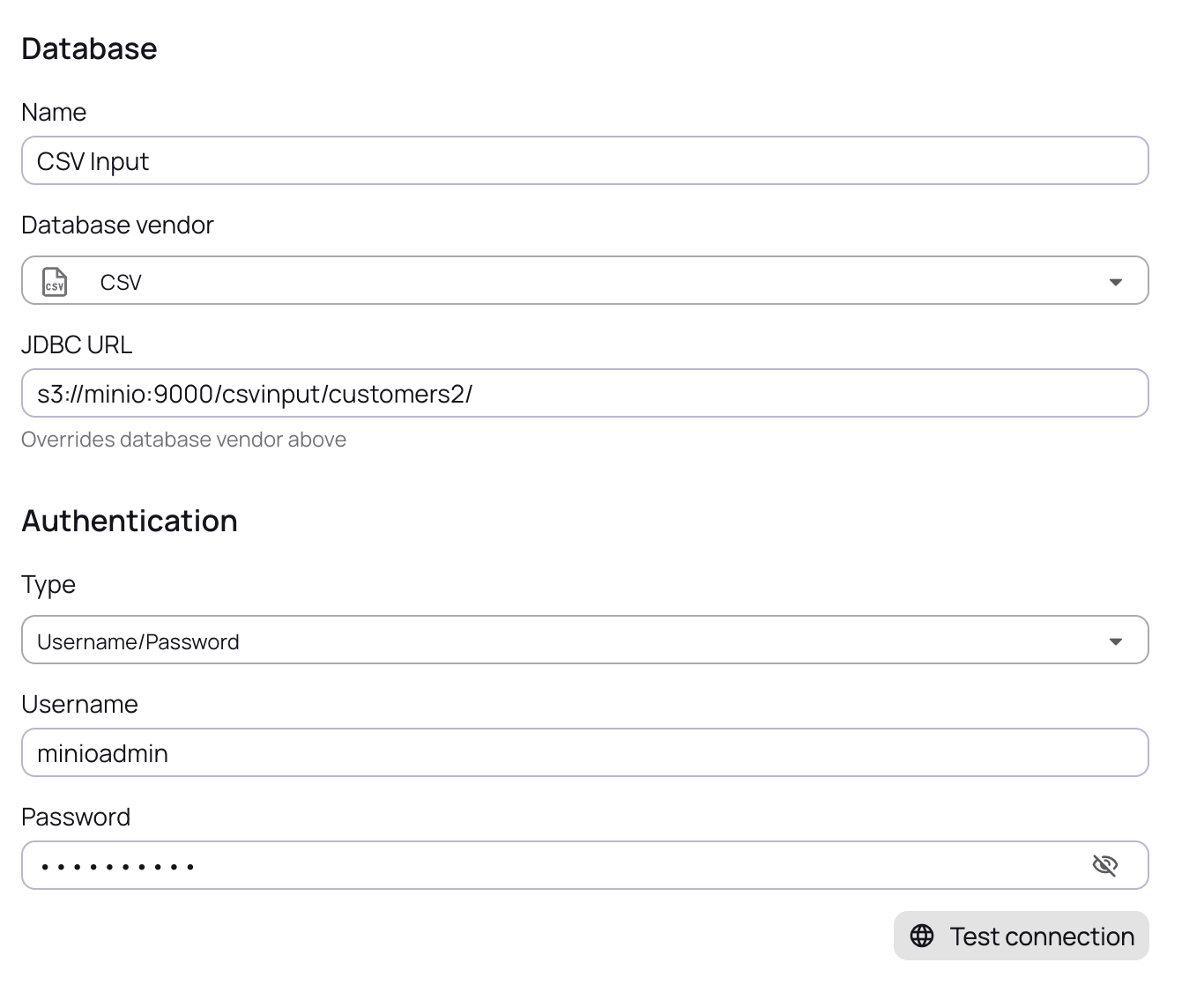 CSV input data source