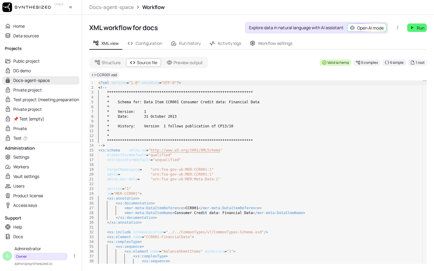 Compare the raw definition against the paths shown in the schema view.